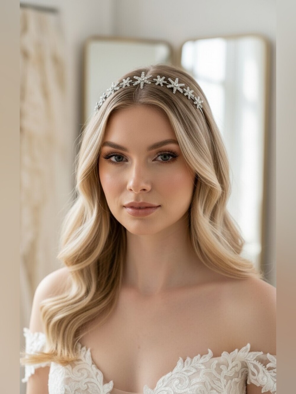 Jennifer Behr Silver Swarovski Crystal Silvana Circlet Headband Tiara Bridal